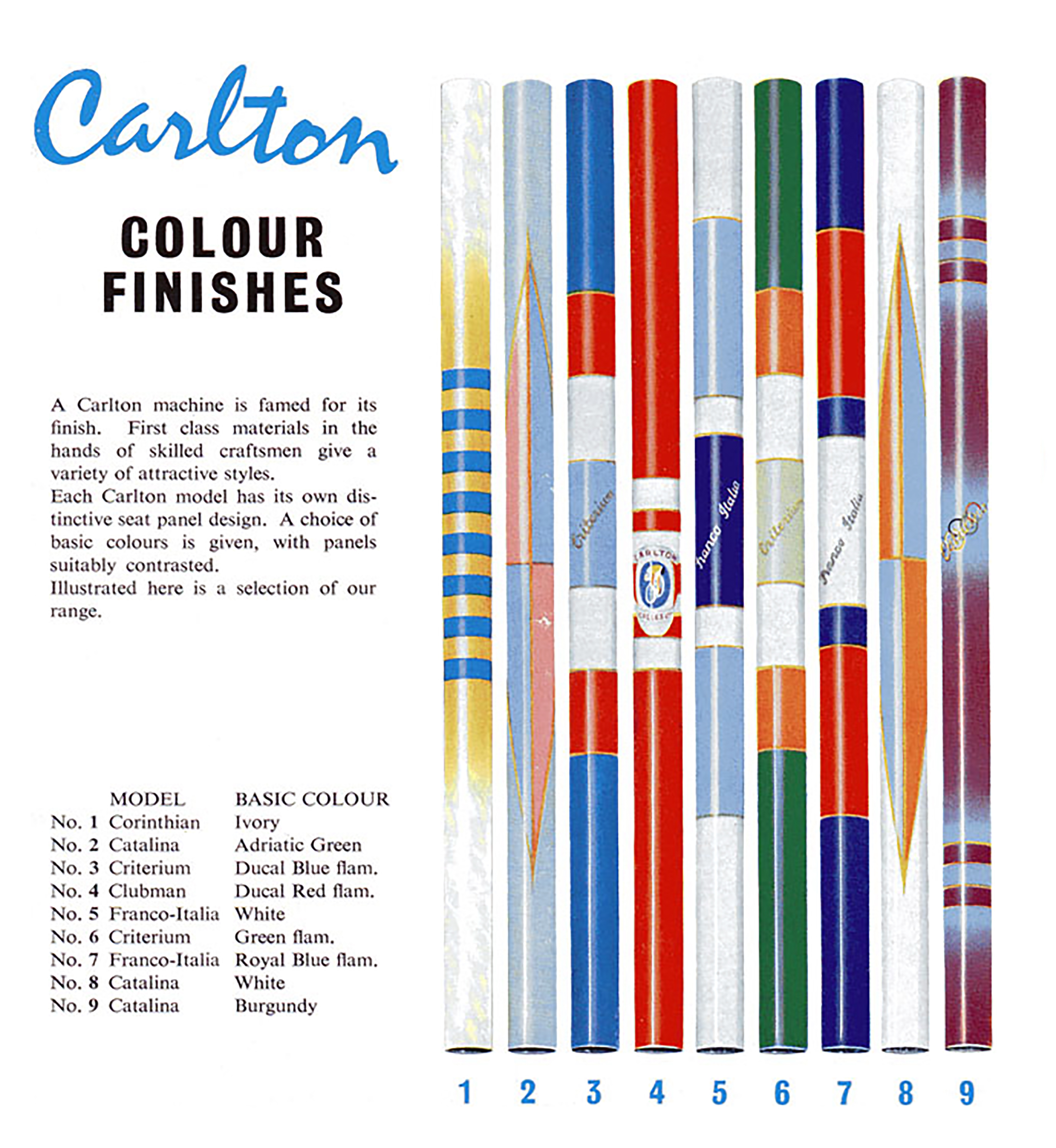 1962 Carlton Catalog Colour Finishes