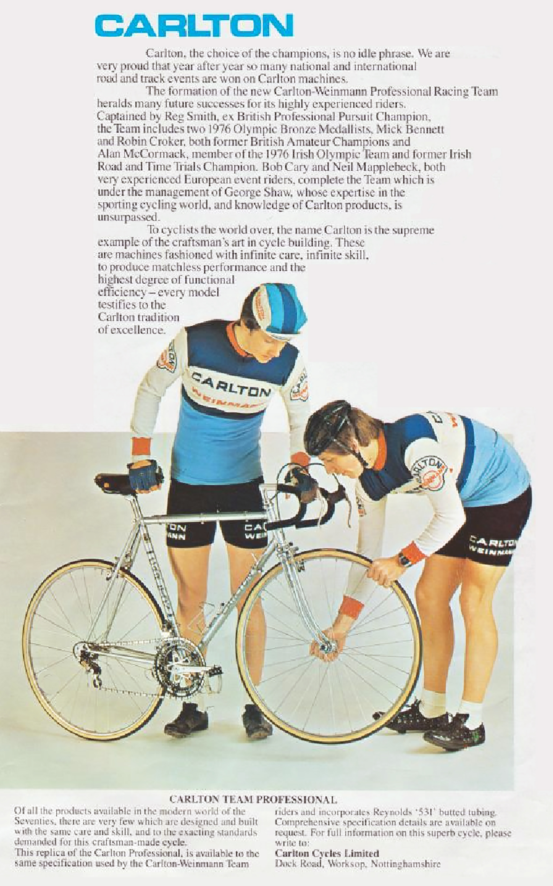 1977 Carlton Cycles Choice of Champions Advertisement