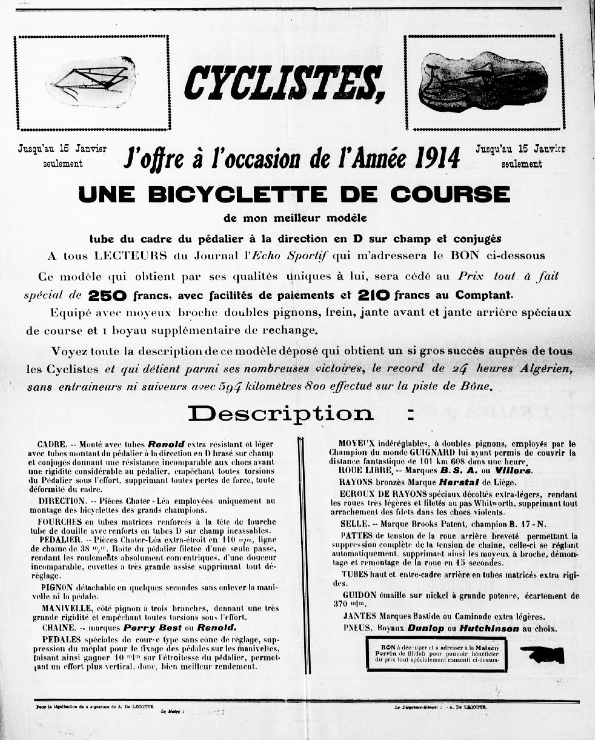 Caminade Reference in l'Echo Sportif from January 1914