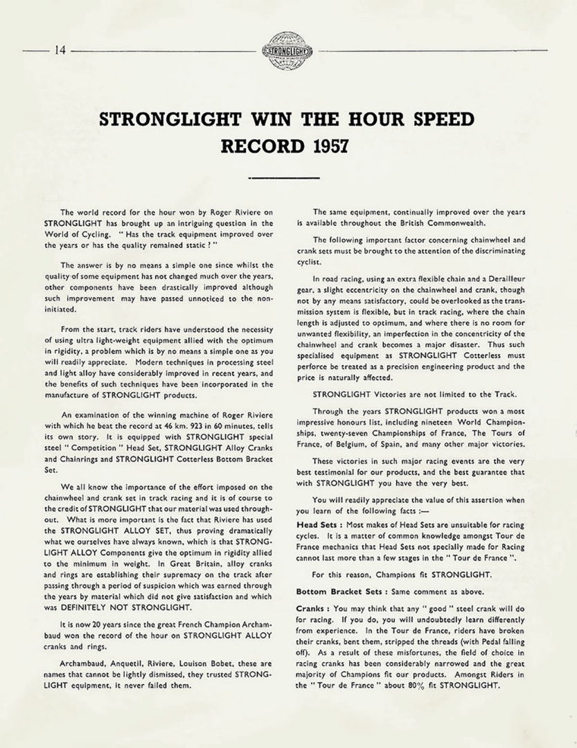ebykr-stronglight-hour-speed-record-1958-catalog-page-14 (Stronglight: Eyes on the Future)