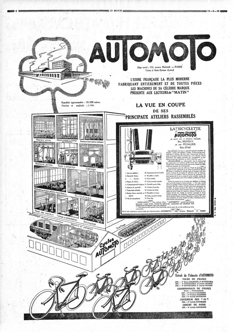 ebykr-automoto-advertisement-le-matin-13-jun-1926-page-6 (Cycles Automoto: Setting the Standard)