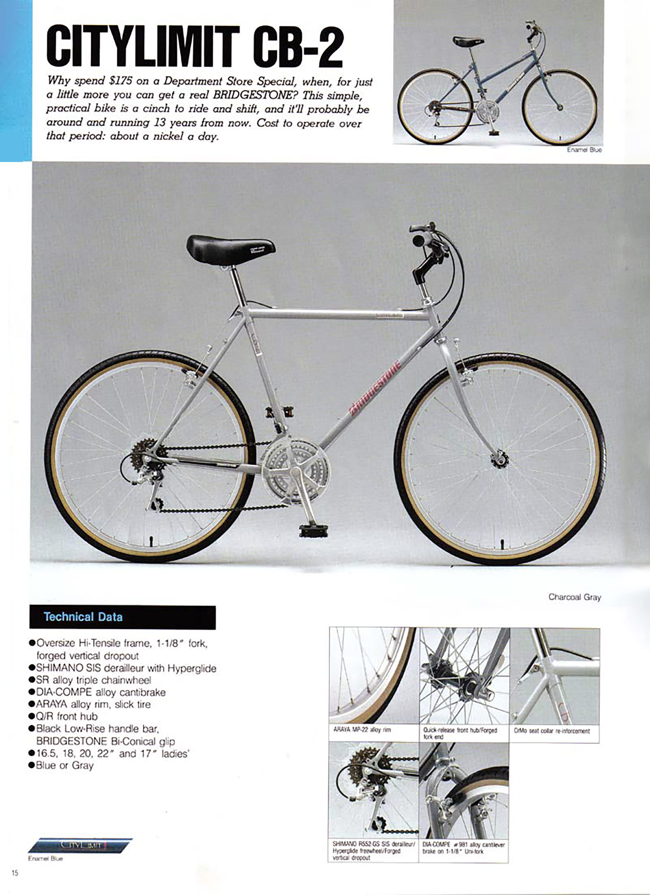Vintage Bridgestone City Limits Hybrid Bike Medium 18" Womens Steel USA Charity! 