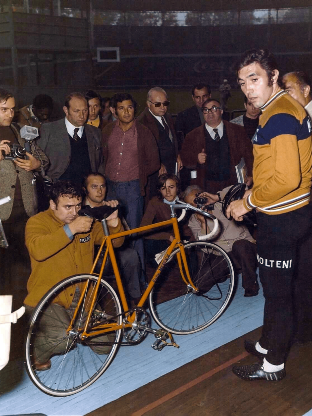 Ernesto Colnago Eddy Merckx A4 poster Campagnolo Super Record Master Bianchi 